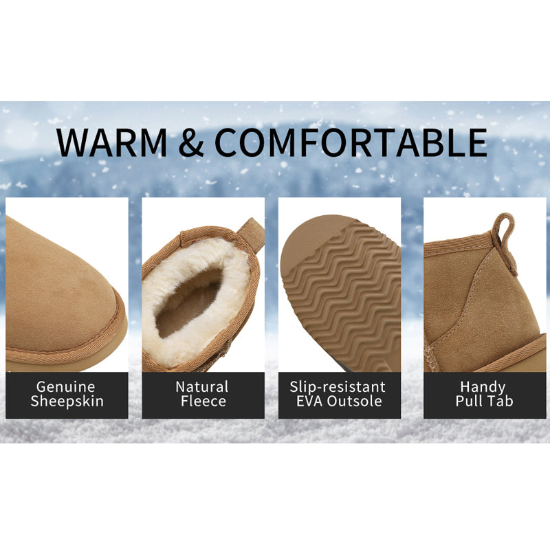 SHEEPSH Women's Mini-Upper Sheepskin Boots Grey 100% natural Australian merino sheepskin