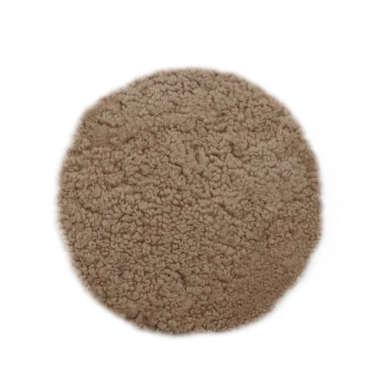 Short Wool Round Sheepskin Cushion, Bleacher Seat Pad, Natural Sheepskin Seat Plates/Chair Pads, Shearling Sheepskin Seat Pad-Grey