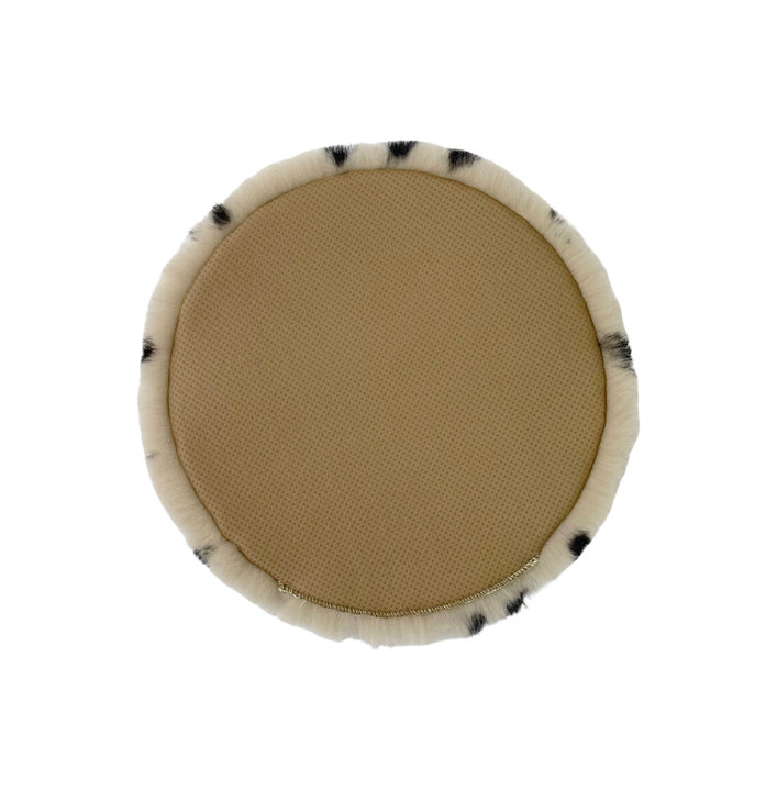 Sheepskin Seat Cushion - Non-Slip Merino Long Wool Round Pad with Cookie Pattern for Extra Comfort