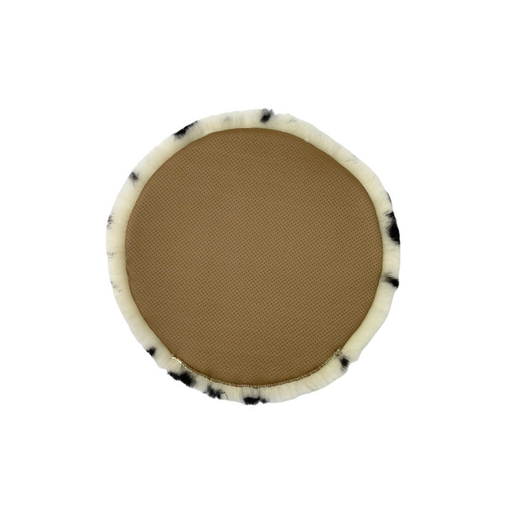 Sheepskin Seat Cushion - Non-Slip Merino Long Wool Round Pad with Cookie Pattern for Extra Comfort