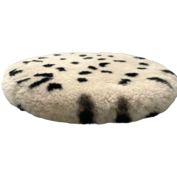 Sheepskin Seat Cushion - Non-Slip Merino Long Wool Round Pad with Cookie Pattern for Extra Comfort