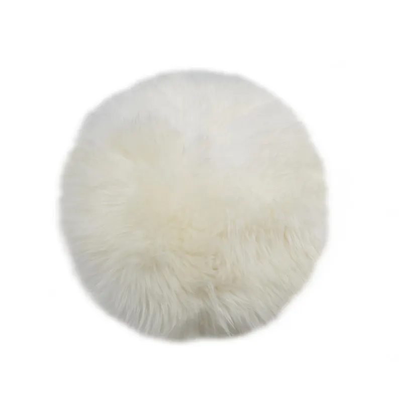 Long Wool Round Sheepskin Cushion, Natural Sheepskin Seat Plates/Chair Pads Cozy and Stylish