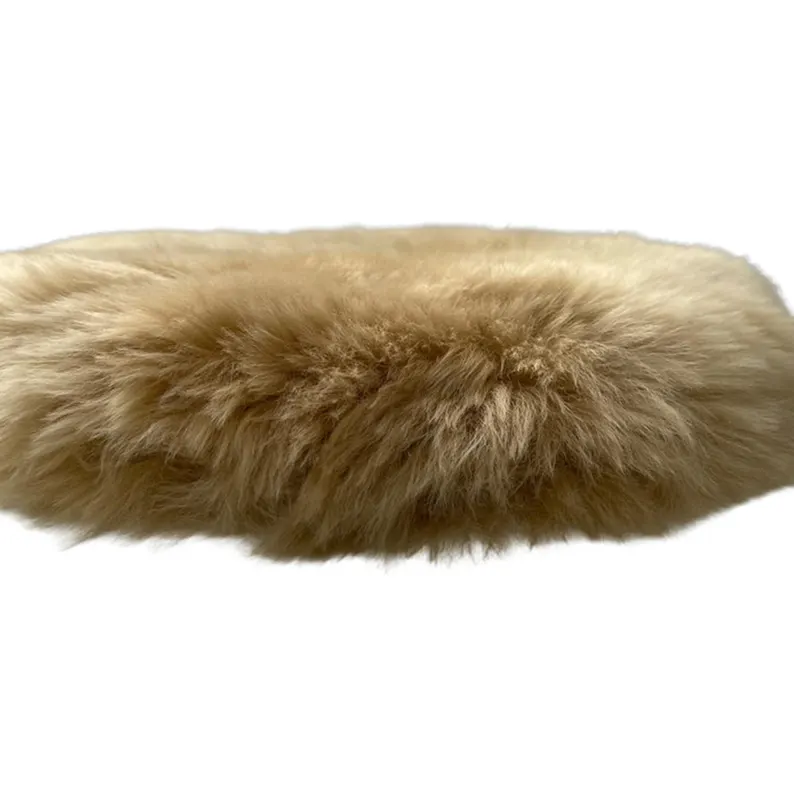 Round Sheepskin Seat Cushion - Non-Slip Merino Long Wool Seat Pad for Ultimate Comfort and Support