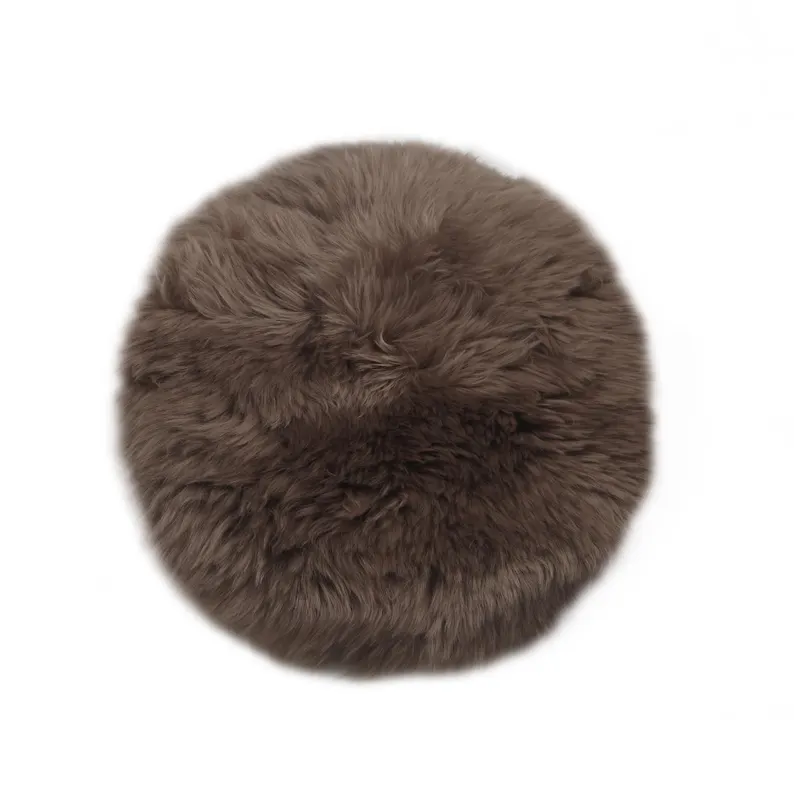 Long Wool Round Sheepskin Cushion, Natural Sheepskin Seat Plates/Chair Pads Cozy and Stylish