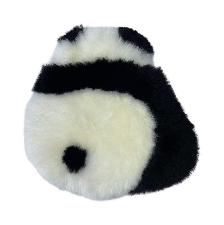 Sheepskin Panda Seat Cushion, Natural Genuine Sheepskin Seat Cover, Chair/Car/Sofa/Bed Throw Cover, Luxury and Soft Sheepskin Rug