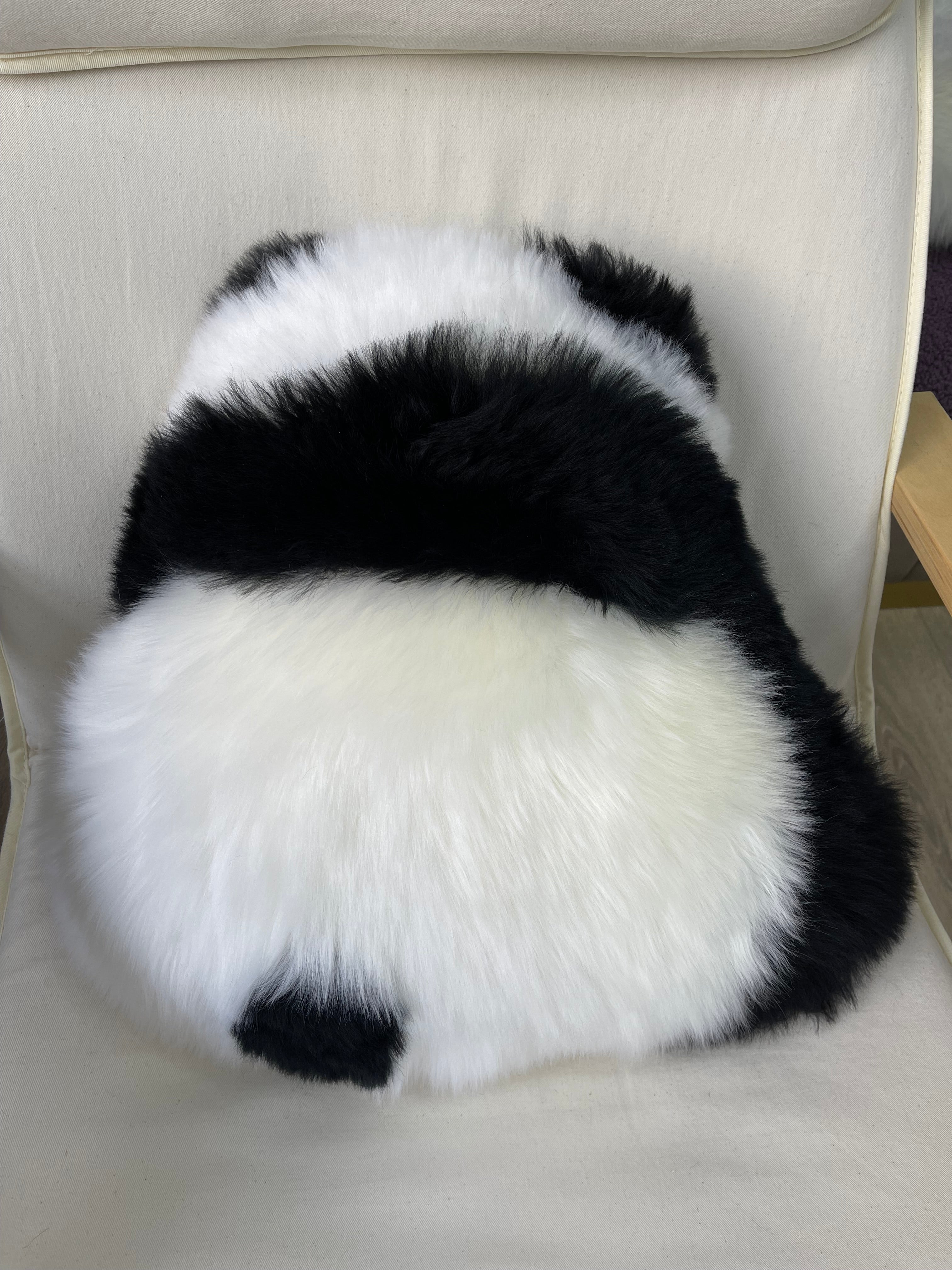 Sheepskin Panda Plush Pillow, Natural Australian Genuine Sheepskin Pillow, Decorative Fur Pillow, Bedroom Living Room Sofa Throw Pillow