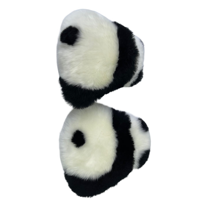 Sheepskin Panda Seat Cushion, Natural Genuine Sheepskin Seat Cover, Chair/Car/Sofa/Bed Throw Cover, Luxury and Soft Sheepskin Rug