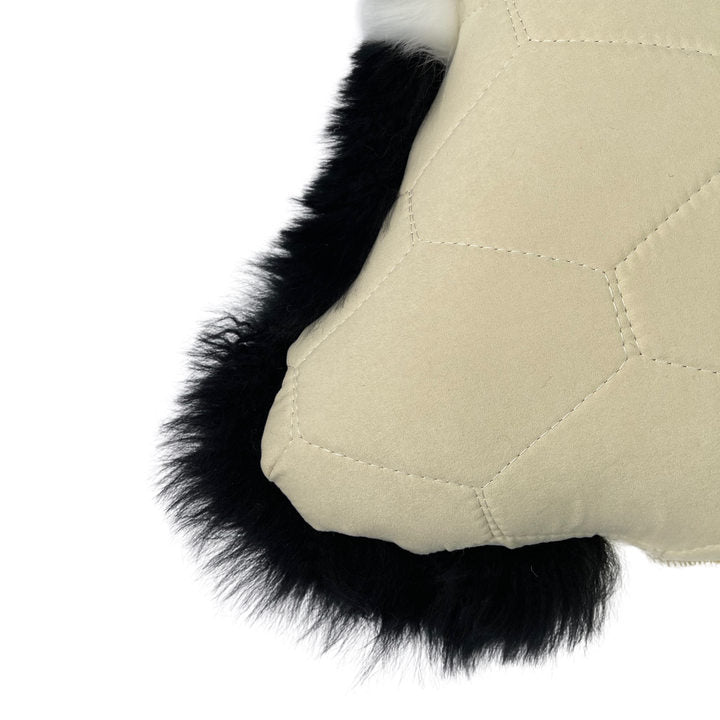 Sheepskin Panda Plush Pillow, Natural Australian Genuine Sheepskin Pillow, Decorative Fur Pillow, Bedroom Living Room Sofa Throw Pillow