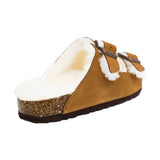 Adjustable Strap Slide-Shearling Inner and Footbed -Anti-Slip EVA Outsole-Cow Suede Leather