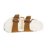 Adjustable Strap Slide-Shearling Inner and Footbed -Anti-Slip EVA Outsole-Cow Suede Leather