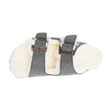 Adjustable Strap Slide-Shearling Inner and Footbed -Anti-Slip EVA Outsole-Cow Suede Leather