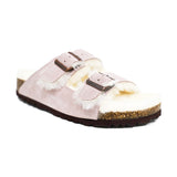 Adjustable Strap Slide-Shearling Inner and Footbed -Anti-Slip EVA Outsole-Cow Suede Leather