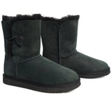 Women's Grand-Upper Wood Button Sheepskin boots 100% natural Australian merino sheepskin