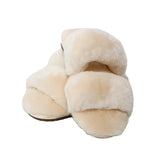 Women's Sheepskin Slippers Two Band Slides White 100% natural Australian merino sheepskin House Slippers