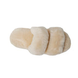 Women's Sheepskin Slippers Two Band Slides White 100% natural Australian merino sheepskin House Slippers