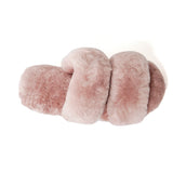Women's Sheepskin Slippers Two Band Slides Pink 100% natural Australian merino sheepskin House Slippers