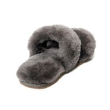 Women's sheepskin slippers Two Band Slides Grey 100% natural Australian merino sheepskin House Slippers