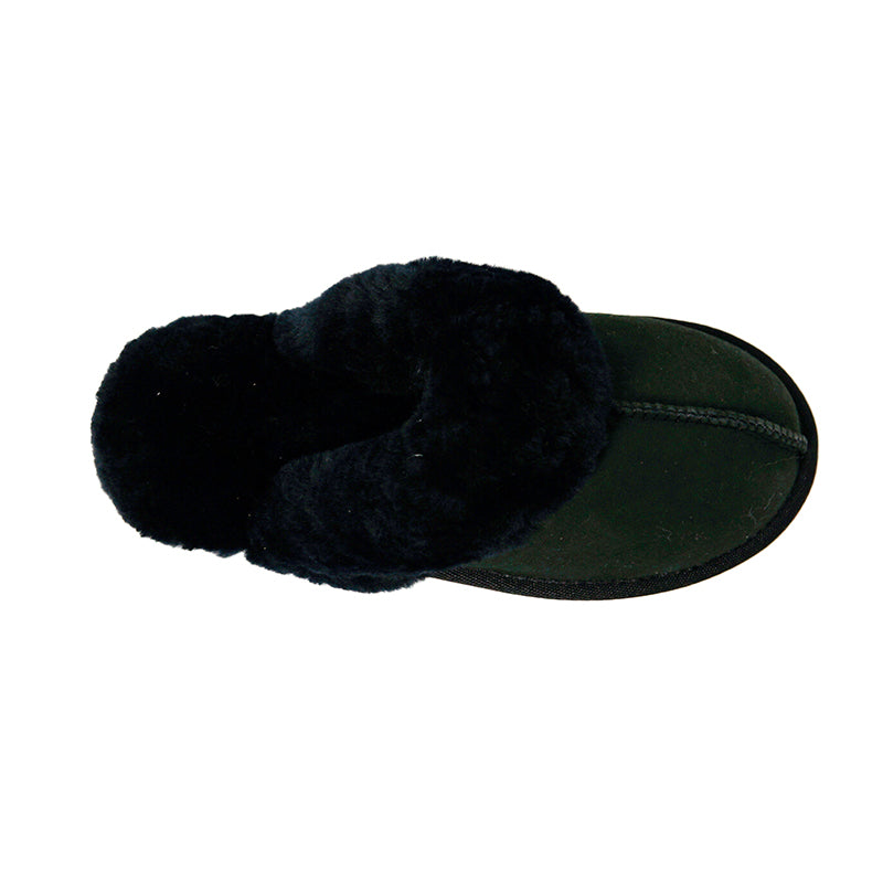 Women's sheepskin slippers Black  100% natural Australian merino sheepskin