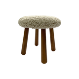 Beautiful Sheepskin Stool with American Red Oak Legs, Merino Sheepskin Wooden Chair Seat 36cm 46cm – Cozy & Elegant Home Decor - Light Brown