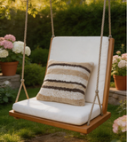 Soft Merino Sheepskin Pillow Cover Striped Pattern Boho Home Decor