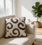 Boho Swirl Pillow Cover, Merino Sheepskin Throw Pillow, Neutral Home Decor