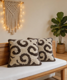 Boho Swirl Pillow Cover, Merino Sheepskin Throw Pillow, Neutral Home Decor