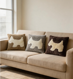 Tufted Dog Accent Pillow Cover Merino Sheepskin Farmhouse Decor