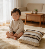 Soft Merino Sheepskin Pillow Cover Striped Pattern Boho Home Decor