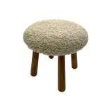 Beautiful Sheepskin Stool with American Red Oak Legs, Merino Sheepskin Wooden Chair Seat 36cm 46cm – Cozy & Elegant Home Decor - Light Brown
