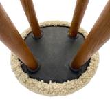 Beautiful Sheepskin Stool with American Red Oak Legs, Merino Sheepskin Wooden Chair Seat 36cm 46cm – Cozy & Elegant Home Decor - Light Brown