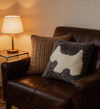 Tufted Dog Accent Pillow Cover Merino Sheepskin Farmhouse Decor