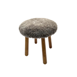Beautiful Sheepskin Stool with American Red Oak Legs, Merino Sheepskin Wooden Chair Seat 36cm 46cm – Cozy & Elegant Home Decor - Dark Brown