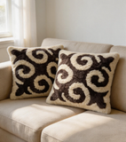 Boho Swirl Pillow Cover, Merino Sheepskin Throw Pillow, Neutral Home Decor