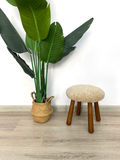 Beautiful Sheepskin Stool with American Red Oak Legs, Merino Sheepskin Wooden Chair Seat 36cm 46cm – Cozy & Elegant Home Decor - creamy yellow