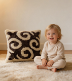 Boho Swirl Pillow Cover, Merino Sheepskin Throw Pillow, Neutral Home Decor
