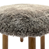 Beautiful Sheepskin Stool with American Red Oak Legs, Merino Sheepskin Wooden Chair Seat 36cm 46cm – Cozy & Elegant Home Decor - Dark Brown
