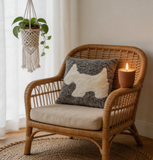 Tufted Dog Accent Pillow Cover Merino Sheepskin Farmhouse Decor