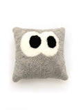 Cute Big Eyes Design Sheepskin Cushion Cover, Ultra Soft Cozy Home Decor Pillow Case Light Gray