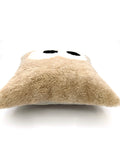 Cute Big Eyes Design Sheepskin Cushion Cover, Ultra Soft Cozy Home Decor Pillow Case Light Brown