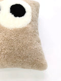 Cute Big Eyes Design Sheepskin Cushion Cover, Ultra Soft Cozy Home Decor Pillow Case Light Brown