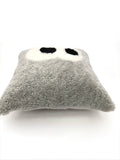 Cute Big Eyes Design Sheepskin Cushion Cover, Ultra Soft Cozy Home Decor Pillow Case Light Gray