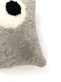 Cute Big Eyes Design Sheepskin Cushion Cover, Ultra Soft Cozy Home Decor Pillow Case Light Gray