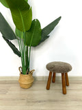Beautiful Sheepskin Stool with American Red Oak Legs, Merino Sheepskin Wooden Chair Seat 36cm 46cm – Cozy & Elegant Home Decor - Mushroom Color