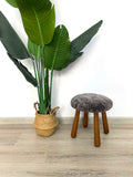 Beautiful Sheepskin Stool with American Red Oak Legs, Merino Sheepskin Wooden Chair Seat 36cm 46cm – Cozy & Elegant Home Decor - Dark Brown