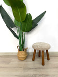 Beautiful Sheepskin Stool with American Red Oak Legs, Merino Sheepskin Wooden Chair Seat 36cm 46cm – Cozy & Elegant Home Decor - Light Brown
