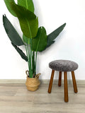 Beautiful Sheepskin Stool with American Red Oak Legs, Merino Sheepskin Wooden Chair Seat 36cm 46cm – Cozy & Elegant Home Decor - Dark Brown