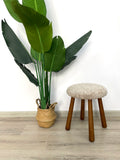 Beautiful Sheepskin Stool with American Red Oak Legs, Merino Sheepskin Wooden Chair Seat 36cm 46cm – Cozy & Elegant Home Decor - Light Brown