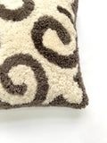 Boho Swirl Pillow Cover, Merino Sheepskin Throw Pillow, Neutral Home Decor