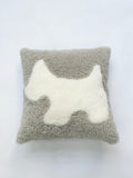 Tufted Dog Accent Pillow Cover Merino Sheepskin Farmhouse Decor