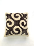 Boho Swirl Pillow Cover, Merino Sheepskin Throw Pillow, Neutral Home Decor